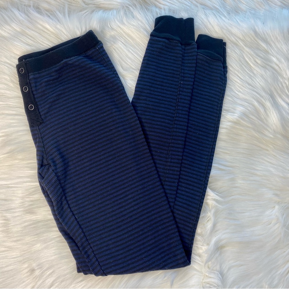 Splendid Navy and Black Striped Thermal Pajama Leggings - Picture 2 of 4
